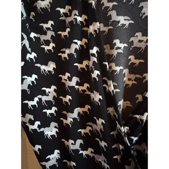 Chase And Wonder Horse Theme Faux Wrap Dress Black White *No Size Tag Smaller - Picture 5 of 10